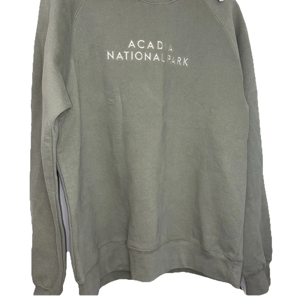 Acadia National Park Sweatshirt Crewneck Women Medium Sage Green New